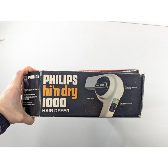 Vintage Philips HP1701 Hair Dryer in Original Box, Hi 'n Dry 1000 Watts WORKS - Picture 11 of 11